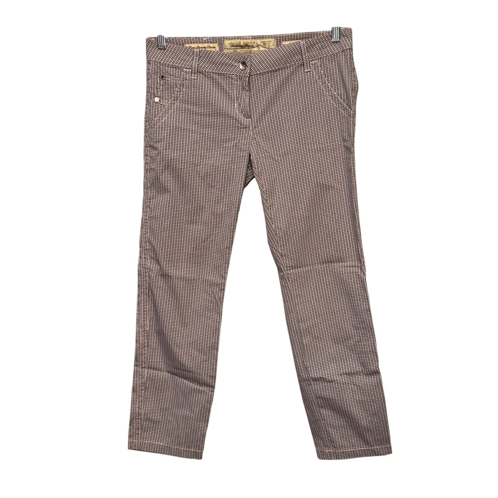 Jacob Cohen Women's Pink Gingham Print Low Rise Slim Leg Pants Size 31/12 Preppy